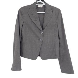 Akris Punto Gray Stretch Wool Blend Asymmetrical Button Short Blazer Jacket 4